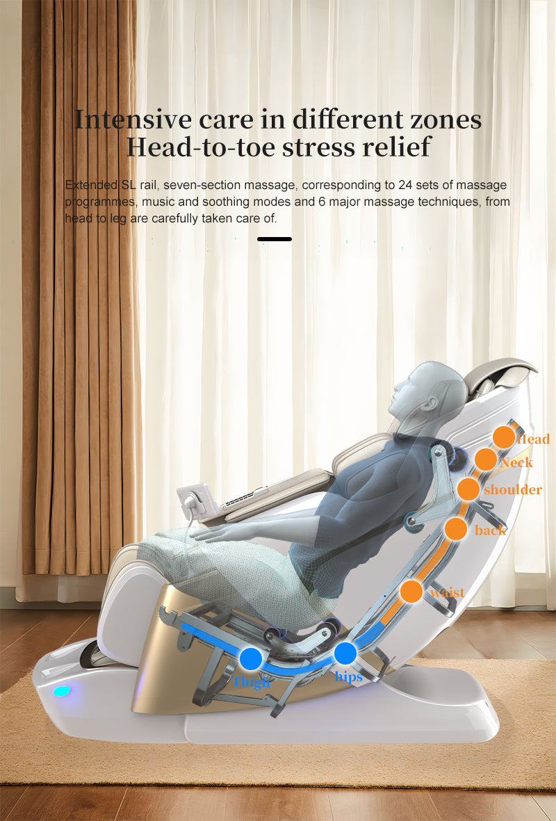 AI Smart 4D Dual-Core Massage Chair 12cm Deep Stroke with 135cm Long SL Track for Tall Person Relaxation