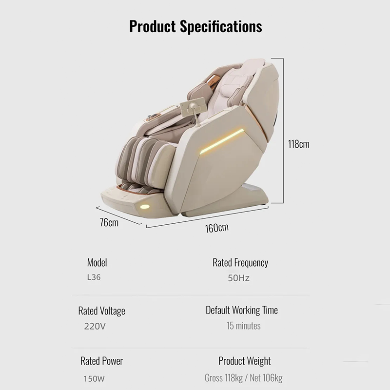 Heavy Duty Massage Chair with Precision Steel Gear Mechanism and Copper Core Motor 10 Years Lifespan