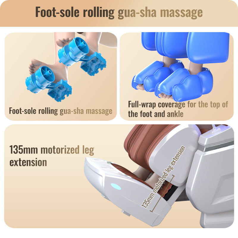 Luxury Massage Chair with 100% Copper Core Motor Steel Gear Mechanism and Reinforced Iron Frame for Long Life