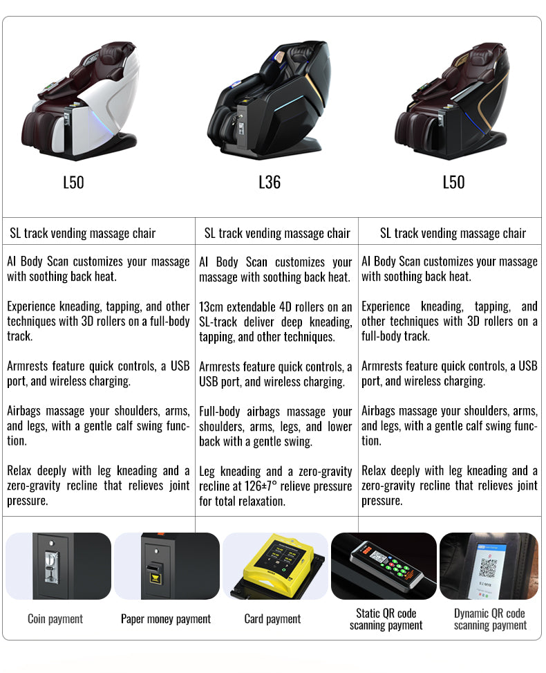 L36 Commercial 4D Massage Chair | Heavy-Duty Vending Recliner for Business & Public Use